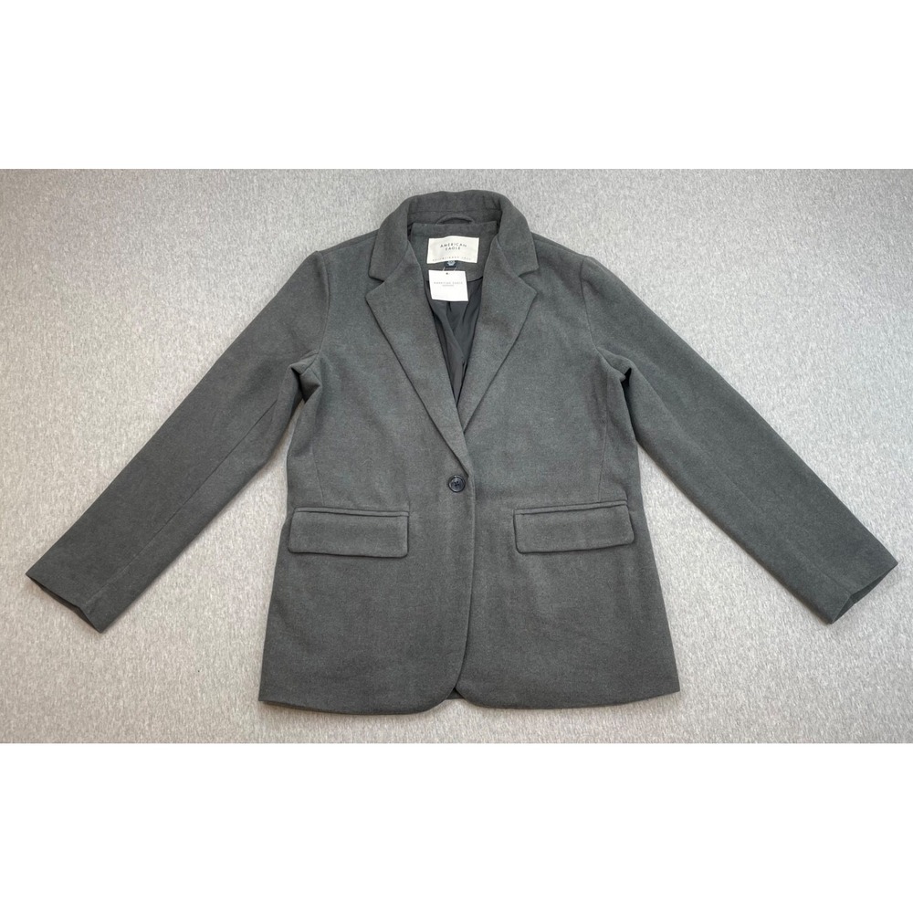 American Eagle Blazer Womens Medium Gray One-Button Single Breast Jacket NWT